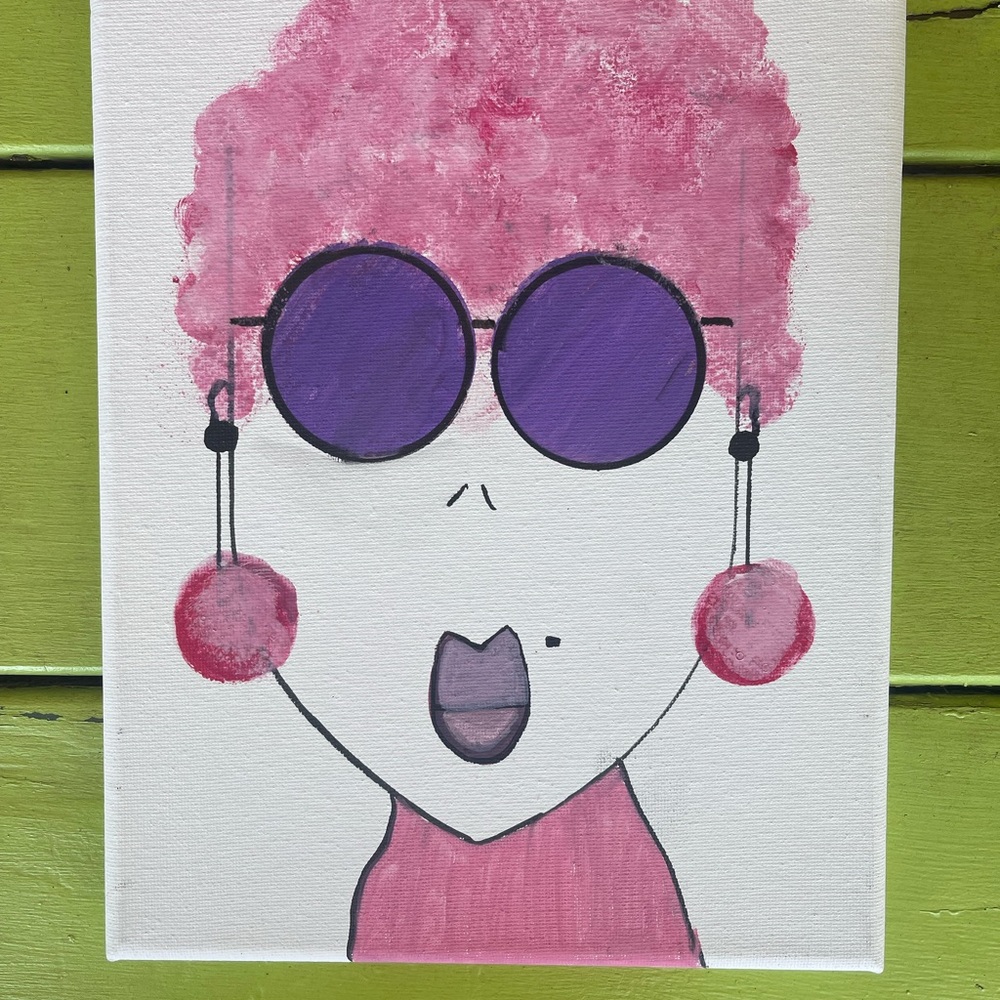 Pink & Purple Pop Art Portrait Canvas Wall Art
